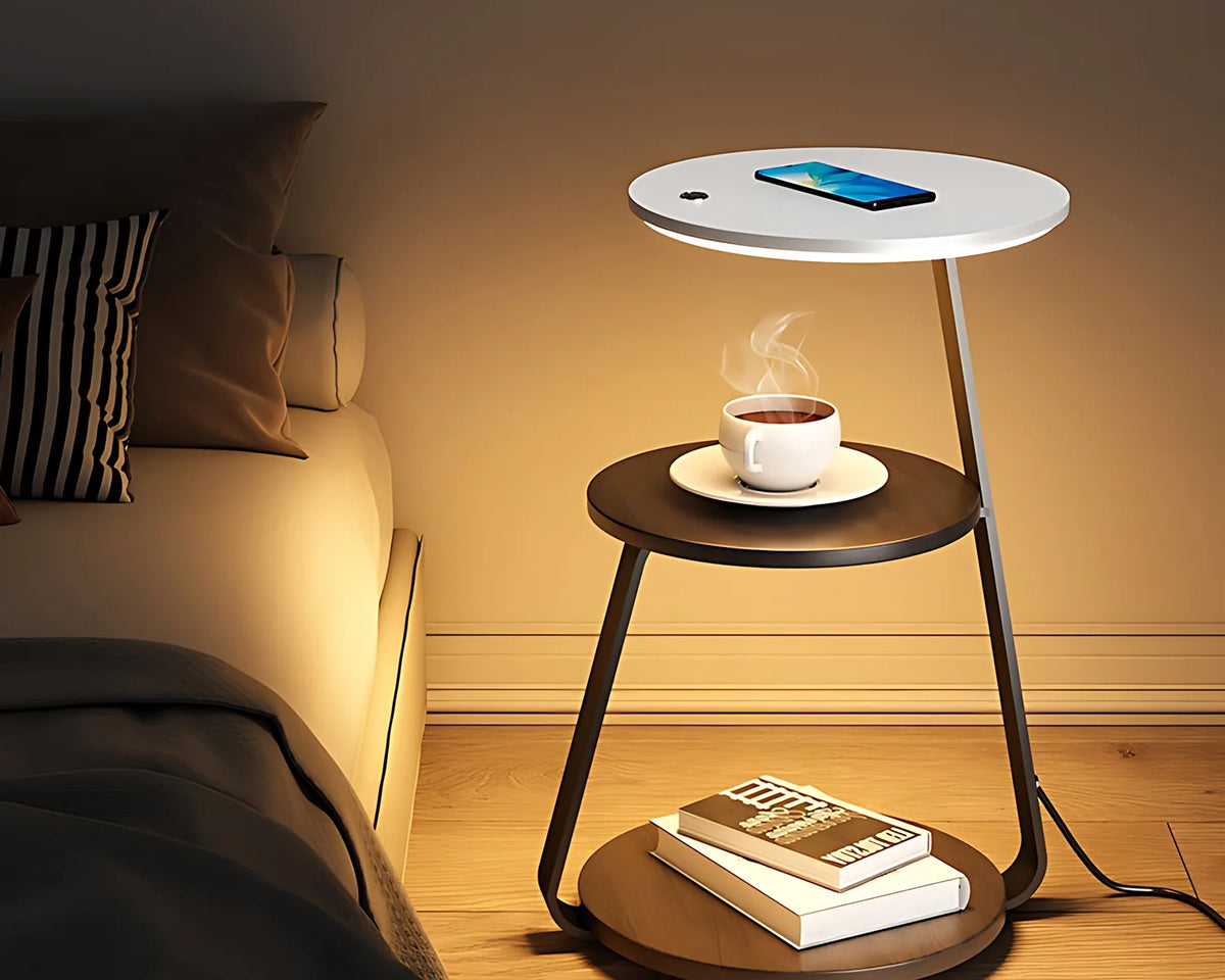 Smart Nightstand with Wireless Charger & Night Light