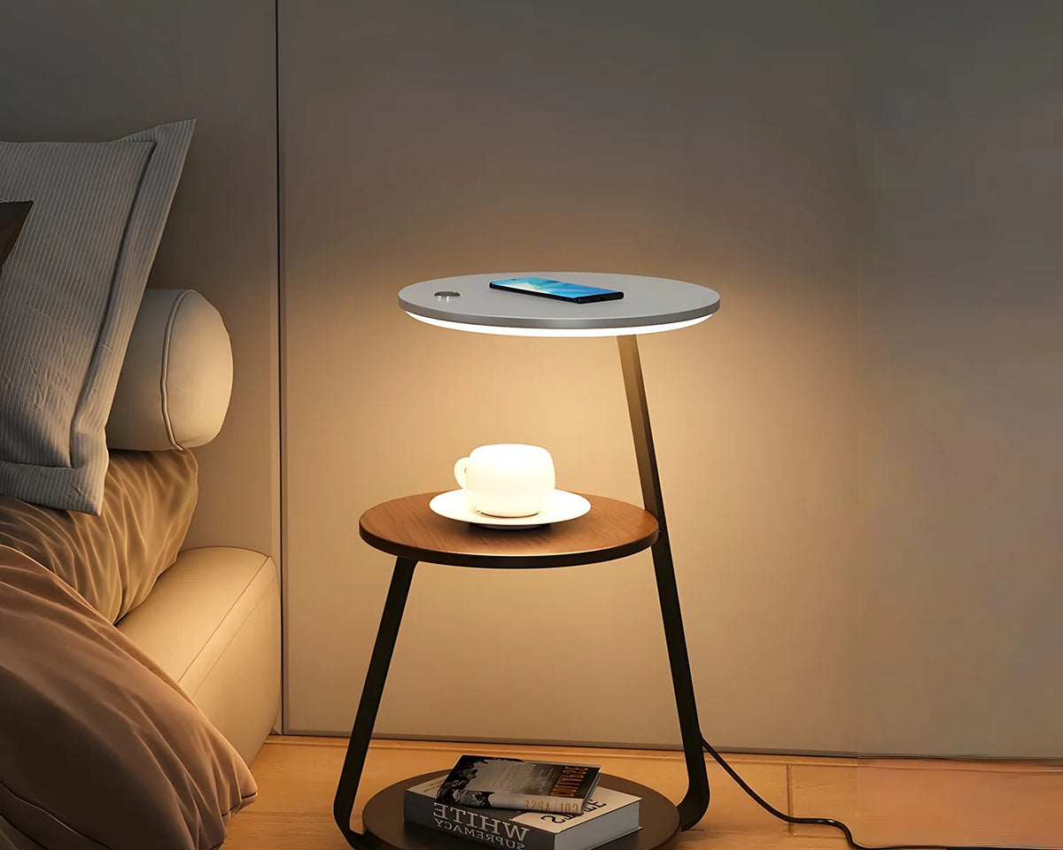 Smart Nightstand with Wireless Charger & Night Light